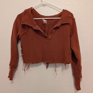We The Free Darcy Distressed Crop Knit Sweater